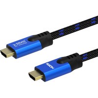 Kabel HDMI (M) v2.1, 3m, 8K, mied, niebiesko-czarny, zote kocwki, ethernet/3D, CL-143