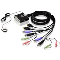 Przecznik KVM 2-portowy USB HDMI/Audio ze zdalnym selektorem portu
