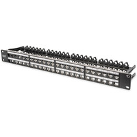 Moduowy panel krosowy (patch panel) o duej gstoci pocze, 19" 48x keystone, ekranowany, 1U, Czarny