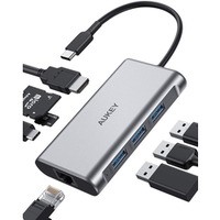 CB-C91 aluminiowy HUB USB-C | 8w1 | RJ45 Ethernet 10/100/1000Mbps | 3xUSB 3.1 | HDMI 4k@30Hz | SD i micro SD | USB-C Power Delivery 100W