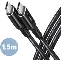 BUCM-CM15AB Kabel USB-C - USB-C 2.0, 1.5m, PD 60W, 3A, ALU, oplot Czarny