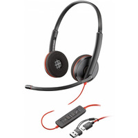 Suchawki Blackwire 3220 Stereo USB-C Headset +USB-C/A Adapter 8X228A