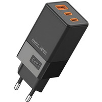 adowarka sieciowa 65W GaN 2xUSB-C+USB-A bez kabla Czarna