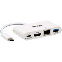 Wieloportowy adapter USB-C 4K HDMI, port USB-A, GbE, adowanie PD 60 W, HDCP U444-06N-H4GU-C Biay