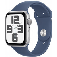 Watch SE GPS, koperta 44 mm z aluminium w kolorze srebrnym z paskiem sportowym w kolorze denim - rozmiar M/L