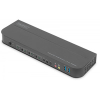 Prze��cznik KVM, 4 portowy, 4K 60Hz, 4x DP IN, 1x DP OUT, 1x HDMI OUT, 2x USB A, 1x Audio IN&OUT