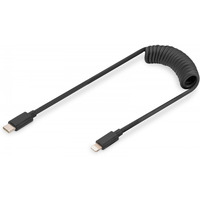 Kabel USB 2.0 spiralny USB C/Lightning, PD 20W, MFI, max. 1m Czarny