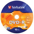 DVD-R 16x 4.7GB 10P SP Matt Silver Wrap 43729