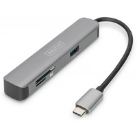 Stacja dokujca USB-C, 5-portw 4K 30Hz HDMI 2x USB3.0 microSD SD/MMC, srebrna