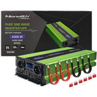 Przetwornica napicia Monolith | adowanie baterii | UPS | 2000W | 4000W | 12V na 230V | Czysty Sinus | LCD