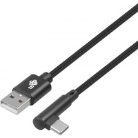 Kabel USB-USB C 1.5m ktowy, czarny sznurek