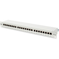 Patch panel 19" 24 porty, kat.6, S/FTP, 1U, wspornik kablowy, szary (kompletny)