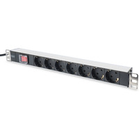 Listwa zasilaj�ca PDU 19 cali RACK 7xSchuko, 2m 1xSchuko, 16A, w�./wy�., aluminiowa