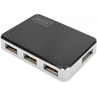 HUB/Koncentrator 4-portowy USB 2.0 HighSpeed, aktywny, czarno-srebrny