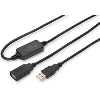 Kabel przeduajcy USB 2.0 HighSpeed Typ USB A/USB A M/ aktywny, czarny 15m