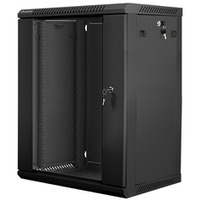 Szafa instalacyjna wisząca 19 cali 15U 600X450mm czarna (drzwi szklane)