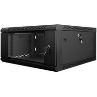 Szafa instalacyjna wisząca 19 cali 4U 600X600mm czarna (drzwi szklane)
