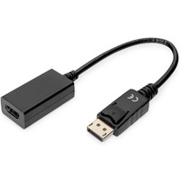 Kabel adapter Displayport z zatrzaskiem 1080p 60Hz FHD Typ DP/HDMI A M/Ż czarny 0, 15m