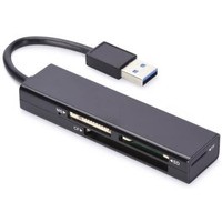 Czytnik kart 4-portowy USB 3.0 SuperSpeed (Compact Flash, SD, Micro SD/SDHC, Memory Stick), czarny