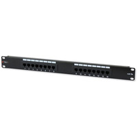Patch panel 1U UTP 16xR J45 Cat.5e, czarny