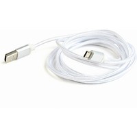 Kabel Micro USB oplot tekstylny/1.8m/srebrny