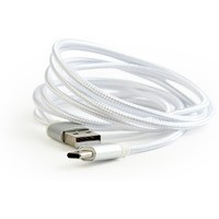 Kabel USB Typ-C oplot tekstylny/1.8m/srebrny