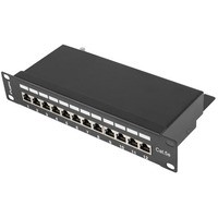 Patch Panel 12 Port 1U 10 cali kat.5e ekranowany czarny