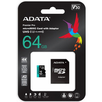 Karta pamici microSD Premier Pro 64GB UHS1 U3 V30 A2 + adapter