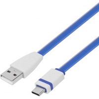 Kabel USB - USB C 1m. niebieski, płaski