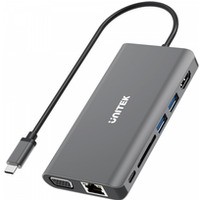 HUB 8-w-1 D1019A USB3.1 Typ-C + 2xUSB + HDMI + VGA + GIGA + SD