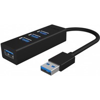 Hub IB-HUB1419-U3 USB 3.0 na 4-Port Type-A, Aluminium, czarny, Kabel 15cm